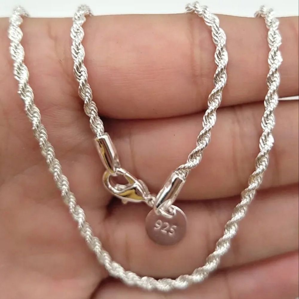 925 silver twist unisex necklace